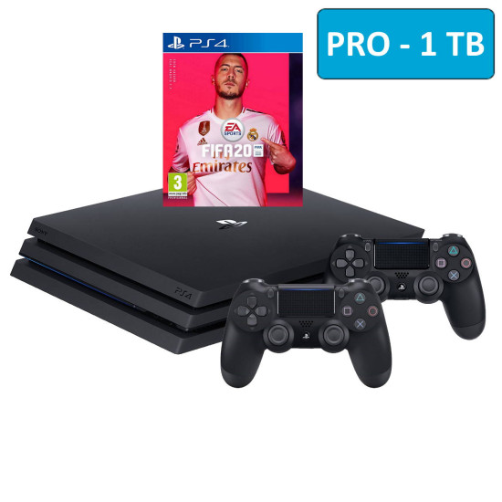 Ps4 pro with 2 controllers on sale and fifa 20